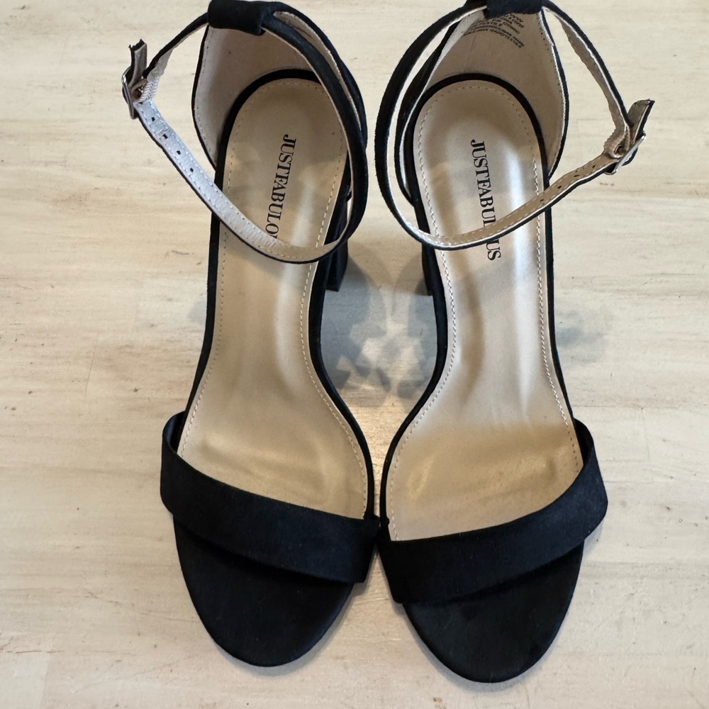 JustFab Black Minimalist Ankle Strap Heels